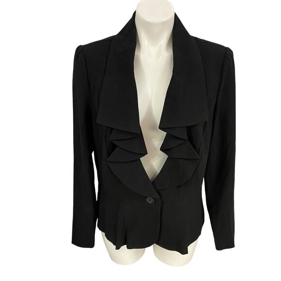 Courtenay Blazer Womens 16 Black Basic Jacket Ruffle Work Office Capsule - Picture 7 of 14